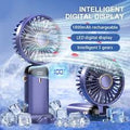 Intelligent Digital Display Handheld Fan – 1800mAh USB Rechargeable