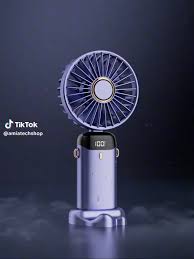 Intelligent Digital Display Handheld Fan – 1800mAh USB Rechargeable