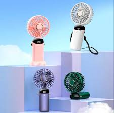 Intelligent Digital Display Handheld Fan – 1800mAh USB Rechargeable